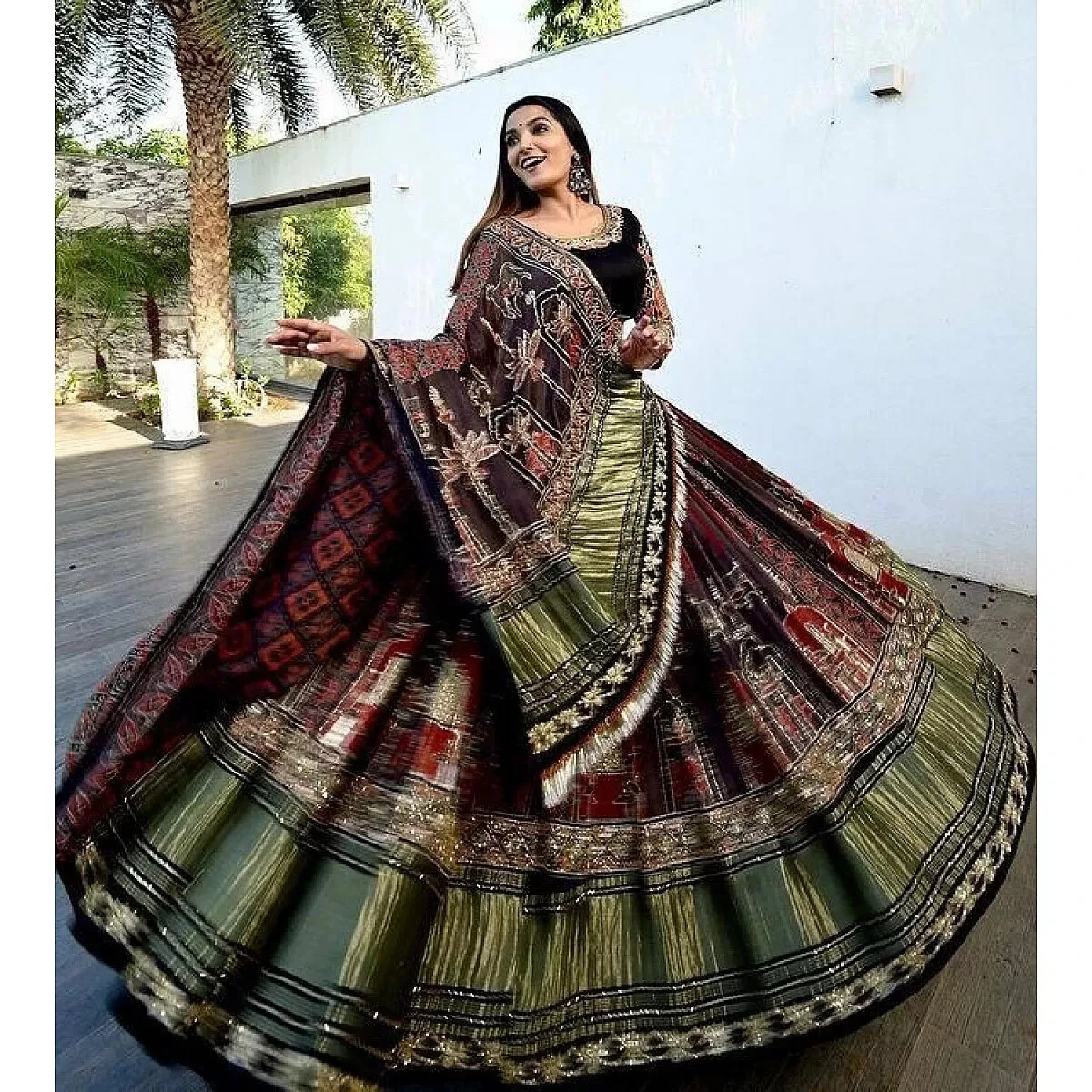 Navratri Lehenga Chaniya Choli : Multicolor digital printed ...