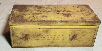 where can i order cigarettes ANTIQUE PINKUS BROTHERS 100 NEW YORK MADE-TO-ORDER CIGARETTES TOBACCO LITHO  TIN