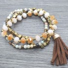Gemstone and Glass Beaded Stretch Bracelet