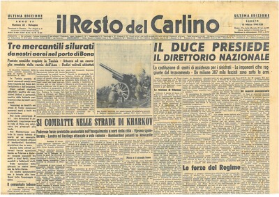 Il resto del Carlino 13 marzo 1943  Giornali di guerra  