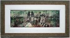 Stunning Mid Century Painting by Bob Kemper Cityscape, Rare FINE 1963
