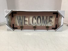 Welcome Home Sign Wall Plaque With Hooks 17x6