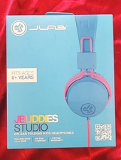 JLab JBuddies Studio Wired Kids Headphones - Pink/Blue NEW *DISTRESSED BOX* 