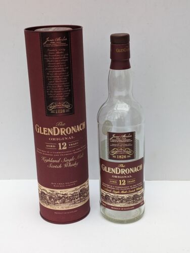 Botella vacía de whisky de malta original de 12 años The Glendronach en caja - Imagen 1 de 1
