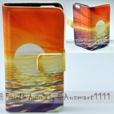 For Samsung Galaxy Note Series - Sea Sunset Theme Print Wallet Phone Case Cover