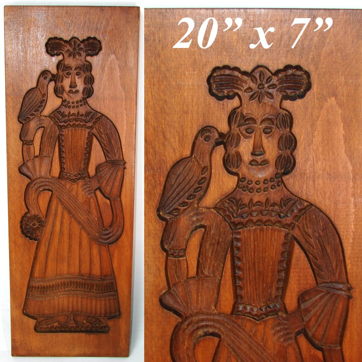 Antique French or Belgian Tall Cookie Mold, Gingerbread Form