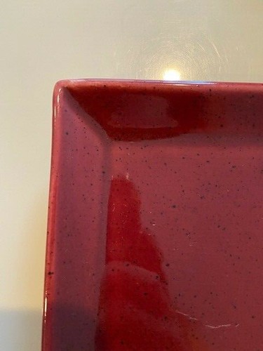 VTG MCM Haeger Square Ceramic Serving Dish Plate Tray Burgundy w/Black Spots EUC - Picture 4 of 9