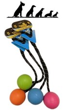 Tough Toys Rubber Ball on Rope Interactive Dog Tug Fetch Game Throw Toy Floats