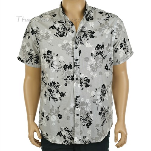 HOWE Young Men's XX-LARGE Button Front BLACK & GRAY FLORAL SHIRT Short Sleeve - Picture 1 of 12