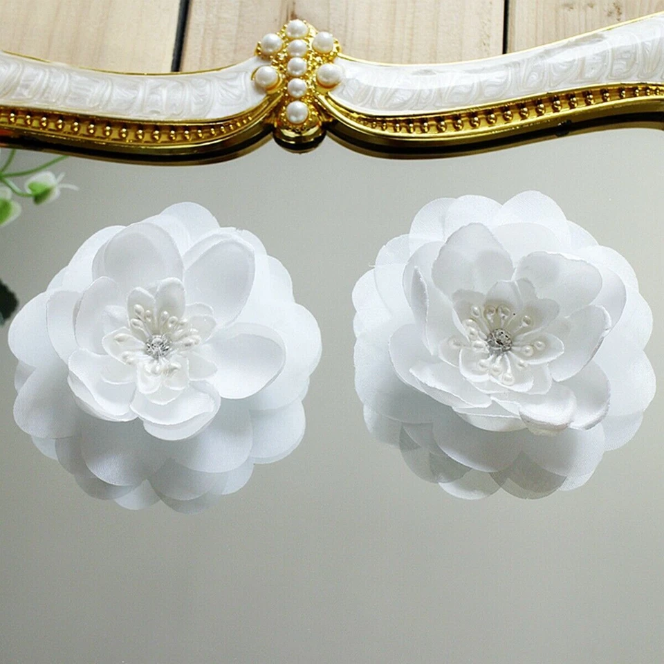 Bonito vestido de novia 2 piezas con apliques de flores 3D manualidades de costura hágalo usted mismo 9 Foto 3 de 4