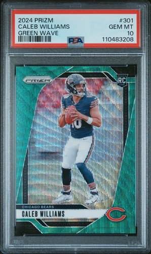 Caleb Williams - 2024 Panini Prizm Green Wave Prizm RC #301 - Rookie - PSA 10