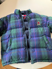 Tommy Hilfiger Womens Green Tartan Puff Jacket Size Xxs