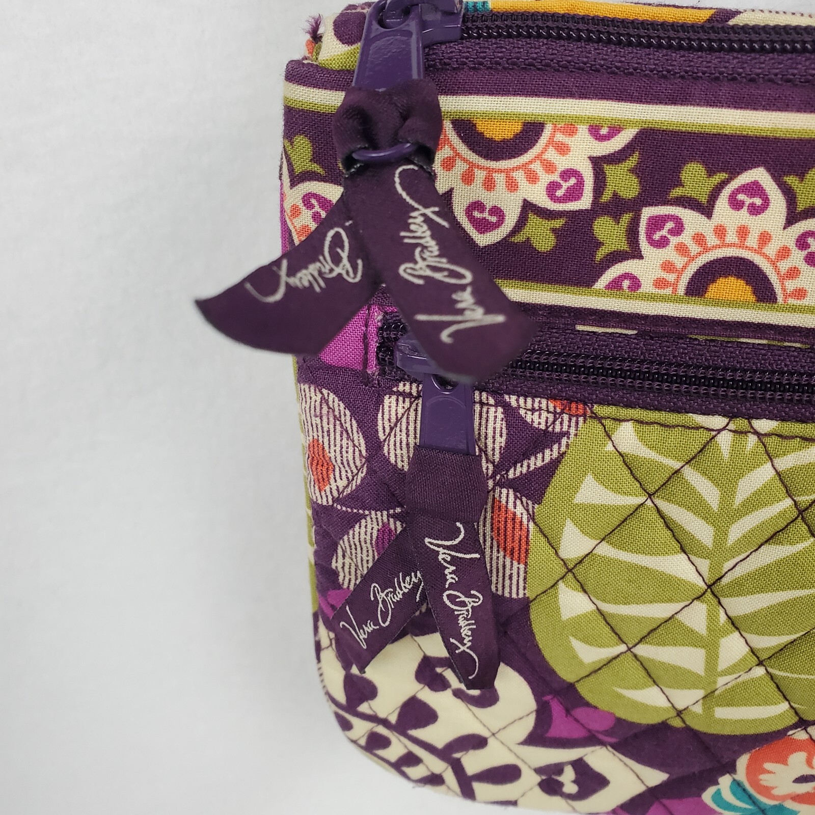 Vera Bradley Plum Crazy Fold Over Flap Crossbody Shoulder Bag Purse