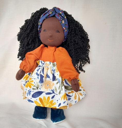 Black waldorf doll, African American doll, Brown Skin Baby, Rag doll, Lile Toys - Picture 18 of 18