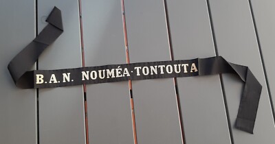 Antique ribbon BAN NOUMEA-TONTOUTA Aéronavale National Navy ORIGINAL CAP TALL