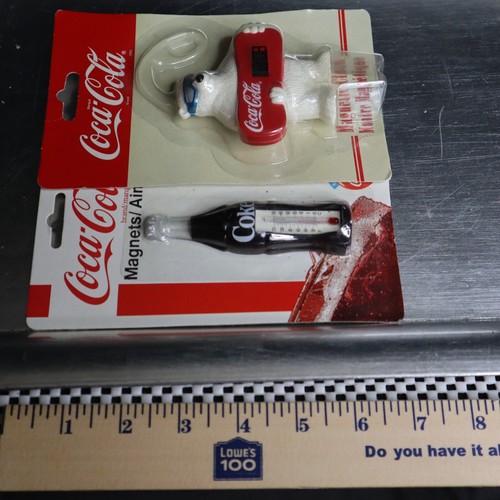 VTG Coca Cola Magnet Thermometer Bottle + Polar Bear Clock Sealed Dad Core 90s - Picture 7 of 13
