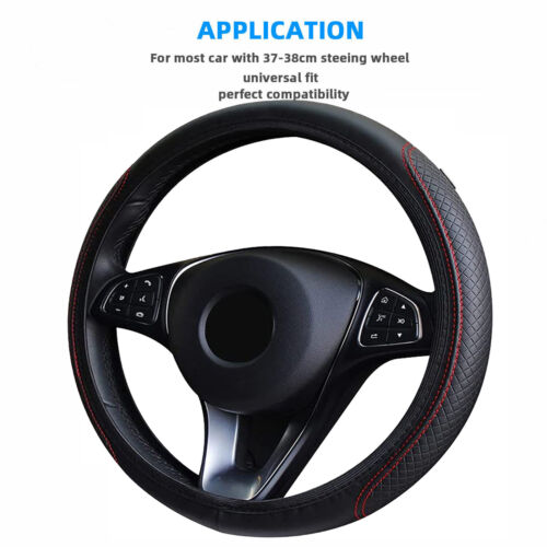 15''/38cm Black Leather Car Accessories Steering Wheel Cover Antislip For Nissan - Picture 8 of 12