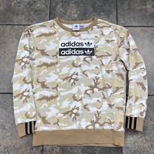 Boy  s/Kid  s Adidas Trefoil Pullover Desert Camo Crewneck Sweatshirt Size Medium