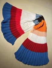 Hand knit Women  s Multi Color Striped Shawl/Scarf pre-owned