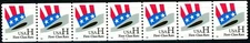 Uncle Sam's Top Hat H-Rate W/A MNH Coil Strip of 7 PNC7 Plate 3444 Scott's 3264