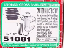 LGB 51081 AC 18V 500mA Transformer / Power Supply
