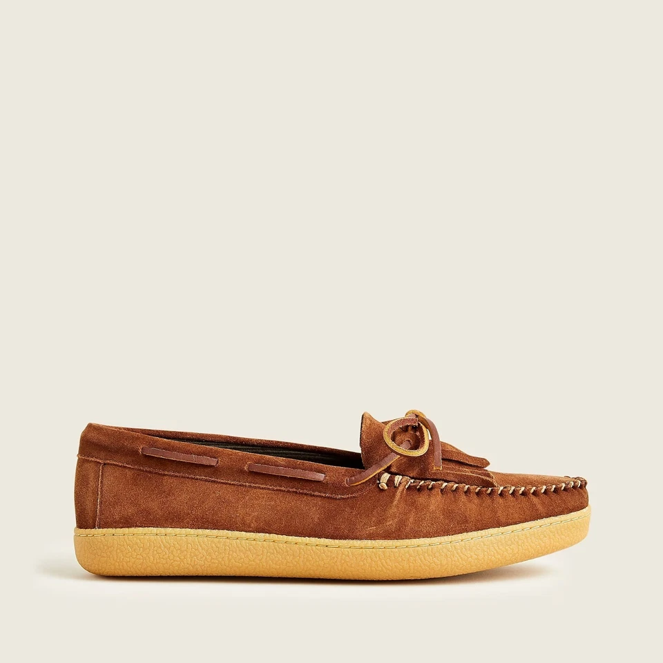 J.Crew 男式 Kiltie 拖鞋英国麂皮绒棕色 9 M 码-全新带盒 198 美元全新带盒 — 第 2/4 张图片