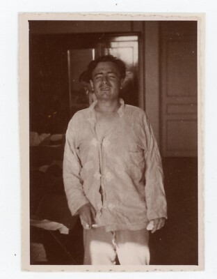 PHOTO amateur snapshot, April 1945 Maurice Dupont in Sospel eyes closed