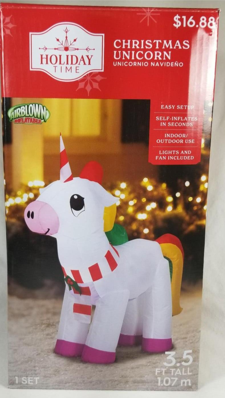 Holiday Time CHRISTMAS UNICORN Airblown Inflatable Holiday Yard Decor 3 ...