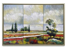 Hungryartist -Original Oil Painting of Abstract Landscape on Canvas 24x36 Framed