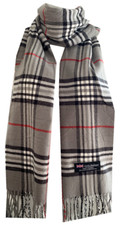 New Winter Womens Mens 100 Cashmere Wool Wrap Scarf Plaid Scarves Grey  09 