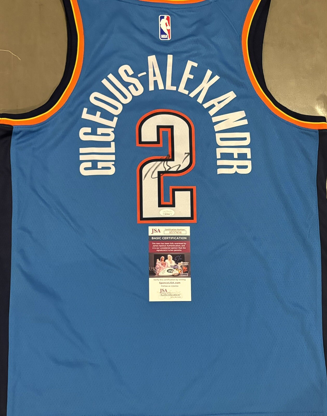 Shai Gilgeous Alexander Autographed Signed Oklahoma City Thunder Jersey JSA COA 