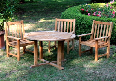 Lister Teak Gartenmöbel Set * 1 Tisch 120cm + 3 Stühle * Gartensessel *