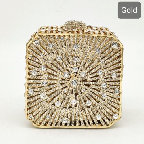 Kleine Abend Clutch Kristall Strass Hochzeit Handtasche Party Geldbörse Box Tasche - Bild 10 von 19