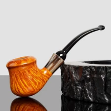 MUXIANG Briar Wooden Freehand Pipe Smooth Tobacco Smoking Pipe Bent Acrylic Stem