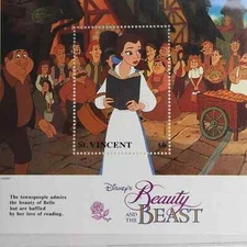 Disney Beauty and the Beast St Vincent - Disney Belle Reading Stamp