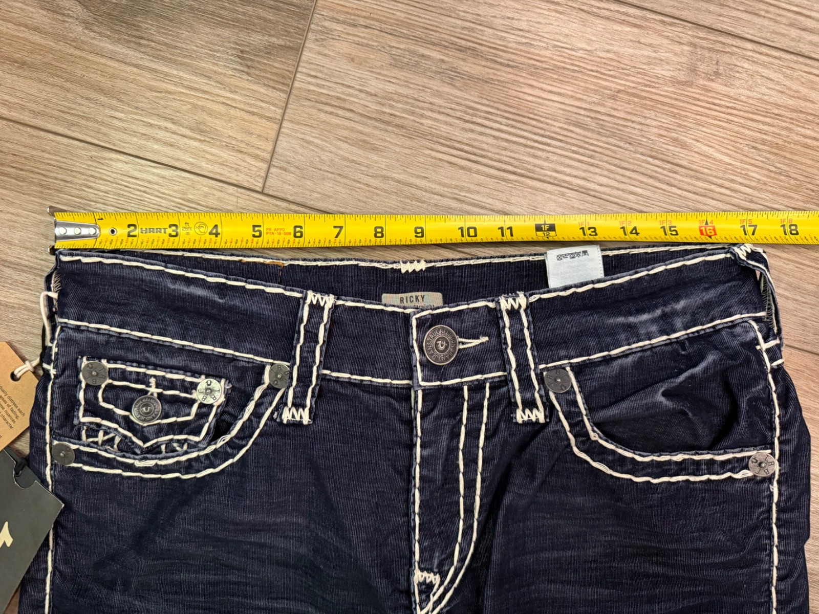 NWT Vintage True Religion Jeans Ricky Super T Midnight Blue Corduroy Pants 32x33 thumbnail 18