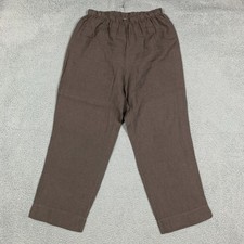 Bryn Walker Anka Pants Women's Medium Brown Linen Wide Leg Elastic Waist Pull On