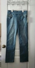 Gloria Vanderbilt Amanda Womens Pull-on Blue Jeans Pants Slimming High-Rise 10