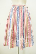 Vintage traditional skirt pink cotton trim smocked lined waist skirt size 32