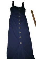 Wild Honey Small Blue Dress Maxi Button Up Thin Strap Long Floor Length Dress