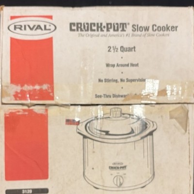 Rival Crock-Pot 3120 2.5 Qt Stoneware Slow Cooker Blue/White Wrap Heat