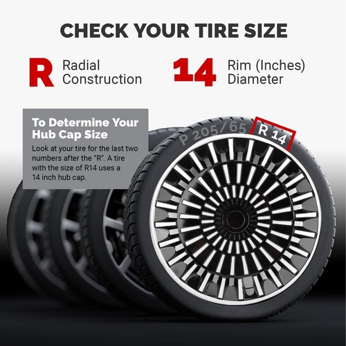14 Inch Wheel Hub Cap Wheel Rim Cover Anti Scratch Snap On For Cars Truck SUV - Picture 9 of 12