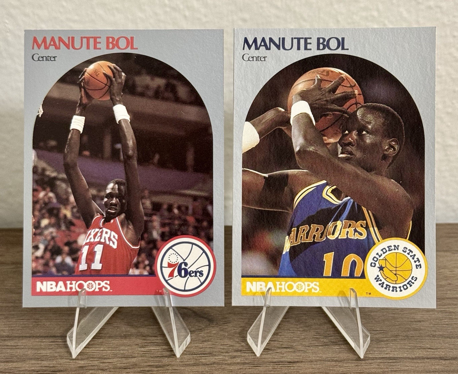 1990-91 NBA Hoops Manute Bol 2 Card Lot 112 & 424