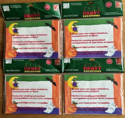 Lot of 4 Packs Vintage 9x6 Pumpkin Hallow Halloween Invitations Printer Friendly