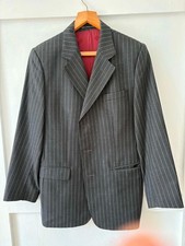  VINTAGE DAKS Jermyn St. London Suit Jacket 38R Grey Pinstripe PURE NEW WOOL