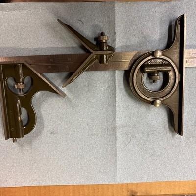 Vintage Lufkin 12 Inch Combination Square Set Complete W/Hardened Heads