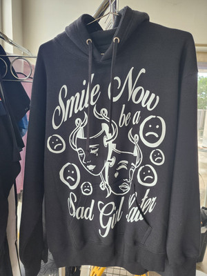 Sad Boys Black Graphic Print Pullover Hoodie Drawstring Men's Medium