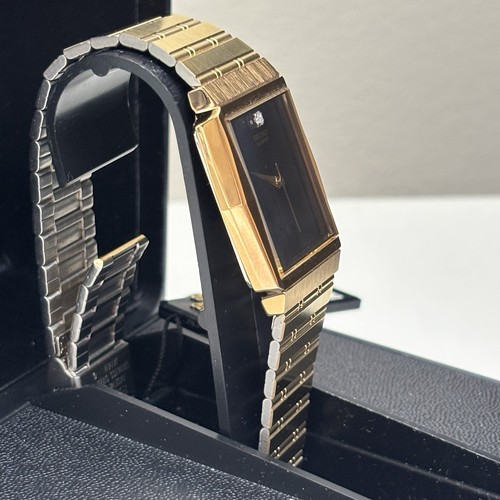 Neo Vintage SEIKO Watch Japan Quartz NOS Gold Tone Black Tank 7431-5280 Box - Picture 11 of 11