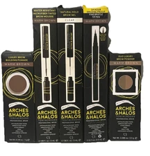 5x Arches and Halos WARM BROWN Pen, Powder, Mousse, Pomade & CLEAR EYEBROW GEL