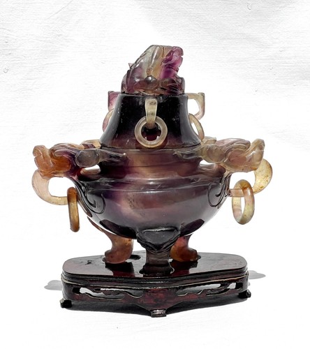 Antique Chinese Purple Fluorite Censor